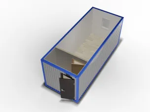 Металлическая бытовка 6х2,4 с перегородкой, ПВХ, дверь металл, окно ПВХ с электрикой