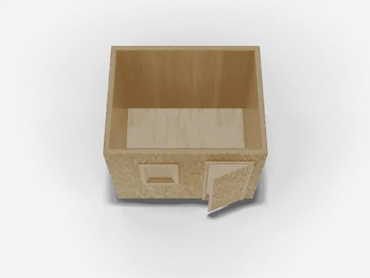 Деревянная бытовка 3 х 2,4 х 2,4, внешняя отделка ОСБ, внутренняя отделка МДФ, пол линолеум