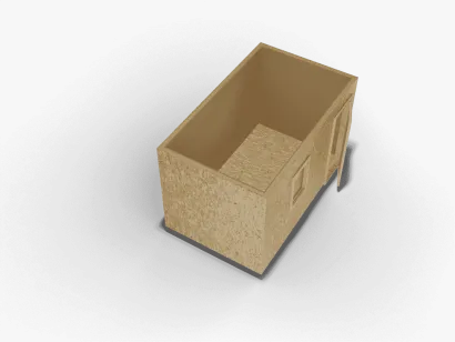 Деревянная бытовка 4 х 2,4 х 2,4, внешняя отделка ОСБ, внутренняя отделка ДВП