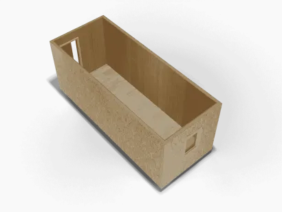 Утепленная бытовка 6 х 2,4 х 2,4, внешняя отделка ОСБ, внутренняя отделка МДФ, пол линолеум,  с электрикой