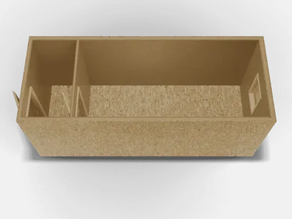 бытовка с перегородкой, снаружи ОСБ, внутри ДВП