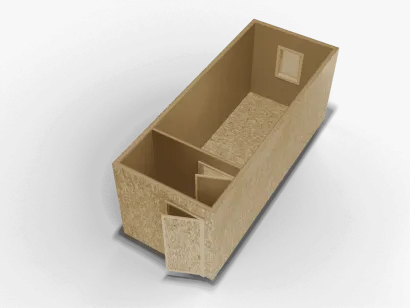 бытовка с перегородкой, снаружи ОСБ, внутри ДВП