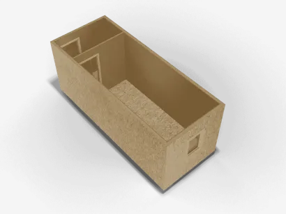 бытовка с перегородкой, снаружи ОСБ, внутри ДВП