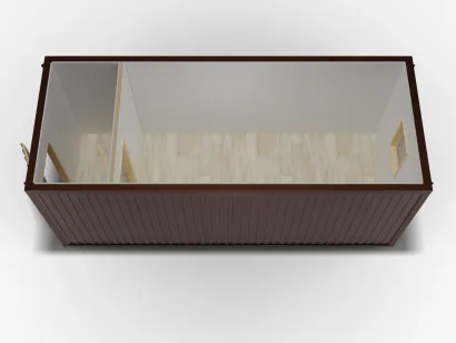 Металлическая бытовка 6х2,4 с перегородкой, цветной полимерный профнастил,  ПВХ