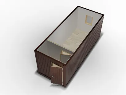 Металлическая бытовка 6х2,4 с перегородкой, цветной полимерный профнастил,  ПВХ