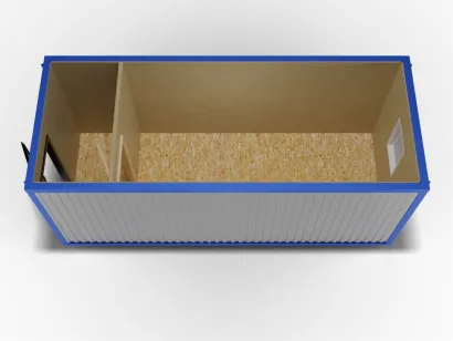 Металлическая бытовка 6х2,4 с перегородкой, ДВП, дверь металл, окно ПВХ с электрикой