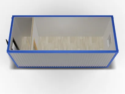 Металлическая бытовка 6х2,4 с перегородкой, ПВХ, дверь металл, окно ПВХ с электрикой