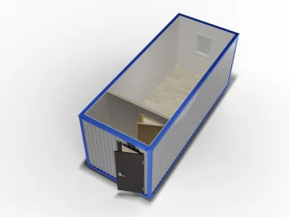 Металлическая бытовка 6х2,4 с перегородкой, ПВХ, дверь металл, окно ПВХ с электрикой