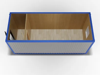 Металлическая бытовка 6х2,4 с перегородкой, МДФ, дверь металл, окно ПВХ с электрикой