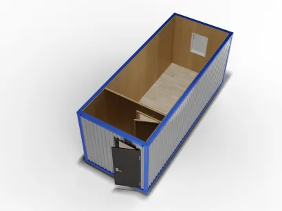 Металлическая бытовка 6х2,4 с перегородкой, МДФ, дверь металл, окно ПВХ с электрикой