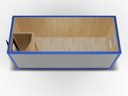 Металлическая бытовка 6х2,4 с тамбуром, Вагонка, металлическая дверь, окно ПВХ