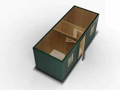 БК 6х2,4 с 2 перегородками, цветной профнастил, МДФ, металлическая дверь, окно ПВХ